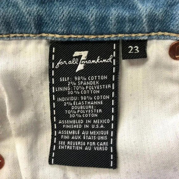 7 For All Mankind Booty Light Denim Shorts Size 23 - Picture 4 of 7